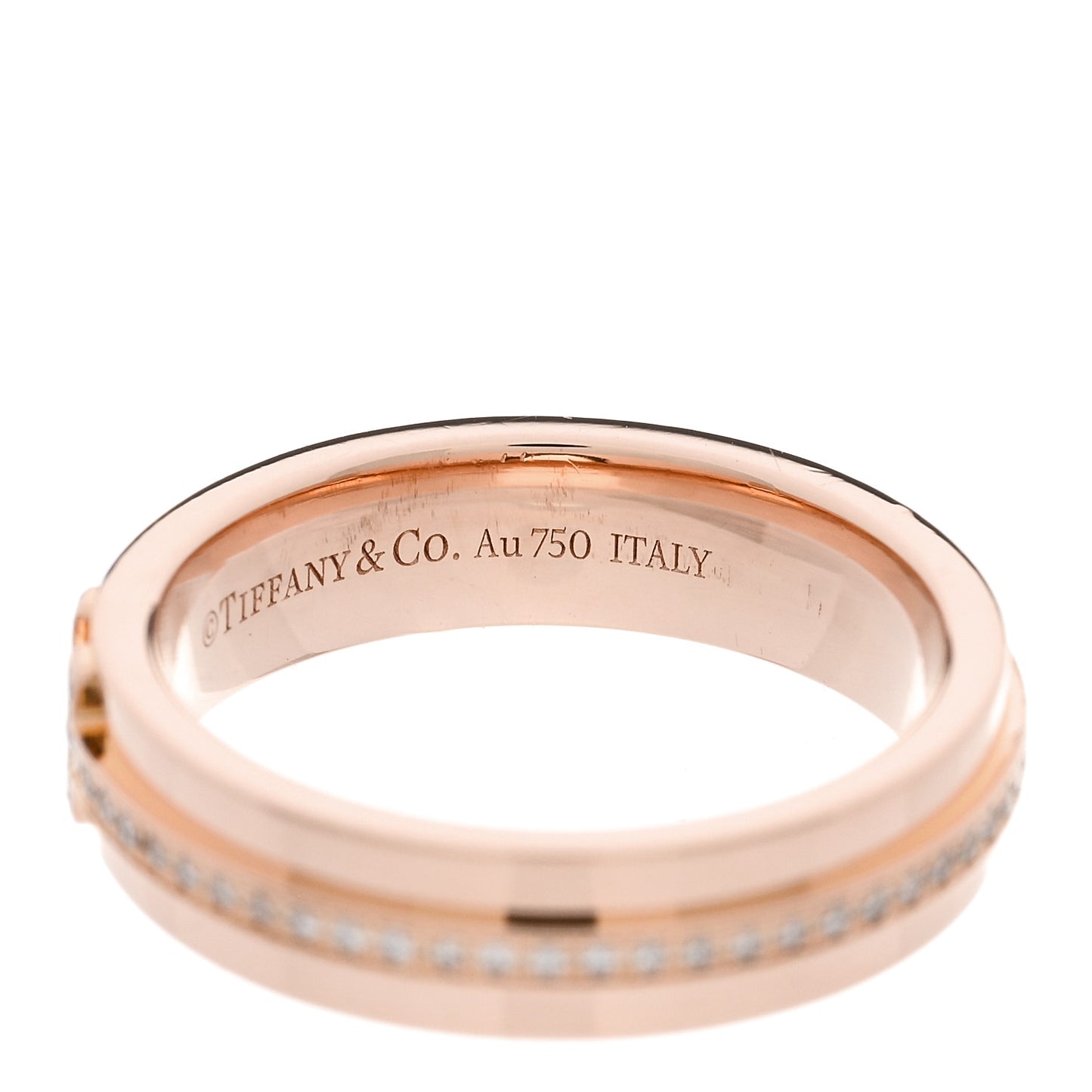 18K Rose Gold Diamond Narrow T Two Ring 48 4.5