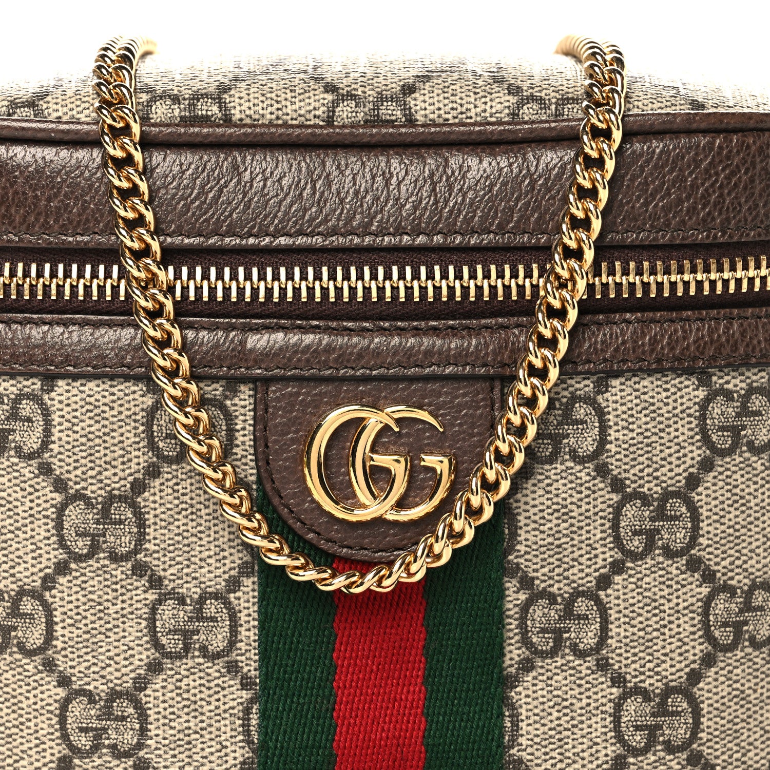 Gucci GG Supreme Monogram Textured Dollar Calfskin Web Ophidia Belt Bag 110 44 Beige Ebony New Acero 8 of 11