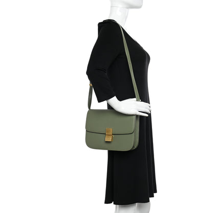 Celine Liege Calfskin Medium Classic Box Flap Bag Army Green 2 of 11