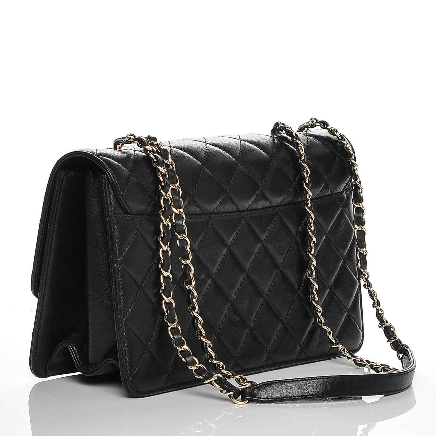 Chanel Sheepskin Quilted Large Beauty Lock Flap Black 6 of 14