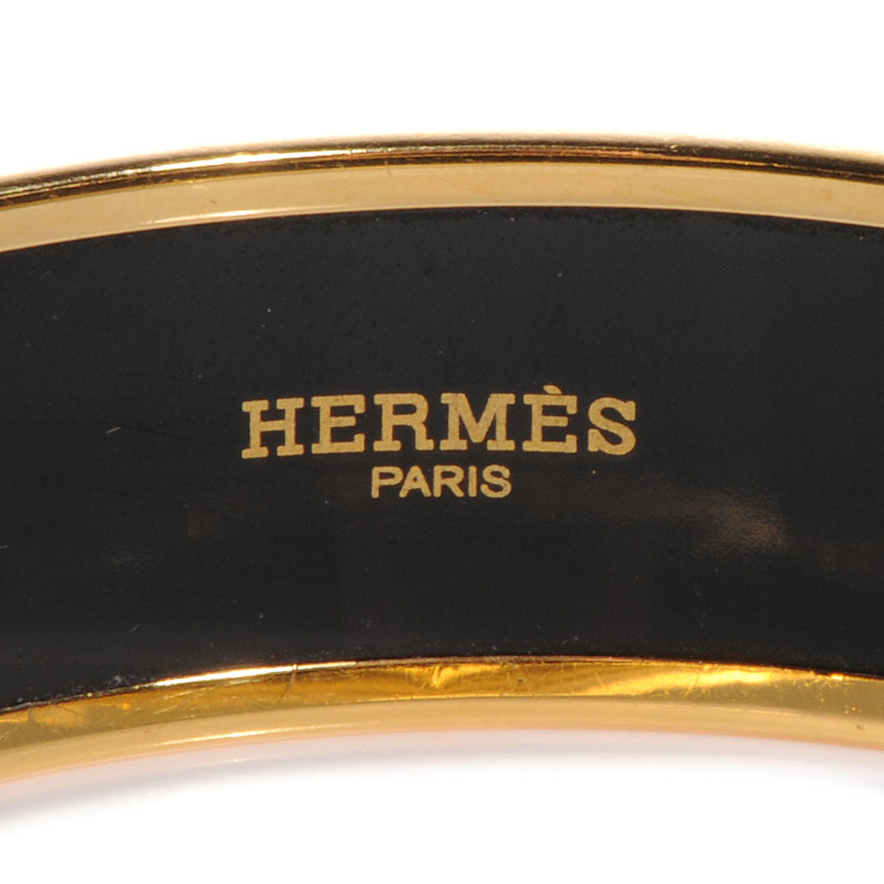 Hermes Enamel Printed Ex Libris Wide Bracelet 65 4 of 5