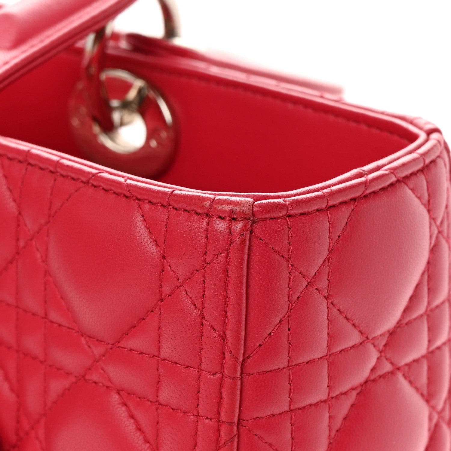 Christian Dior Lambskin Cannage Large Lady Dior Fuchsia 14 of 18