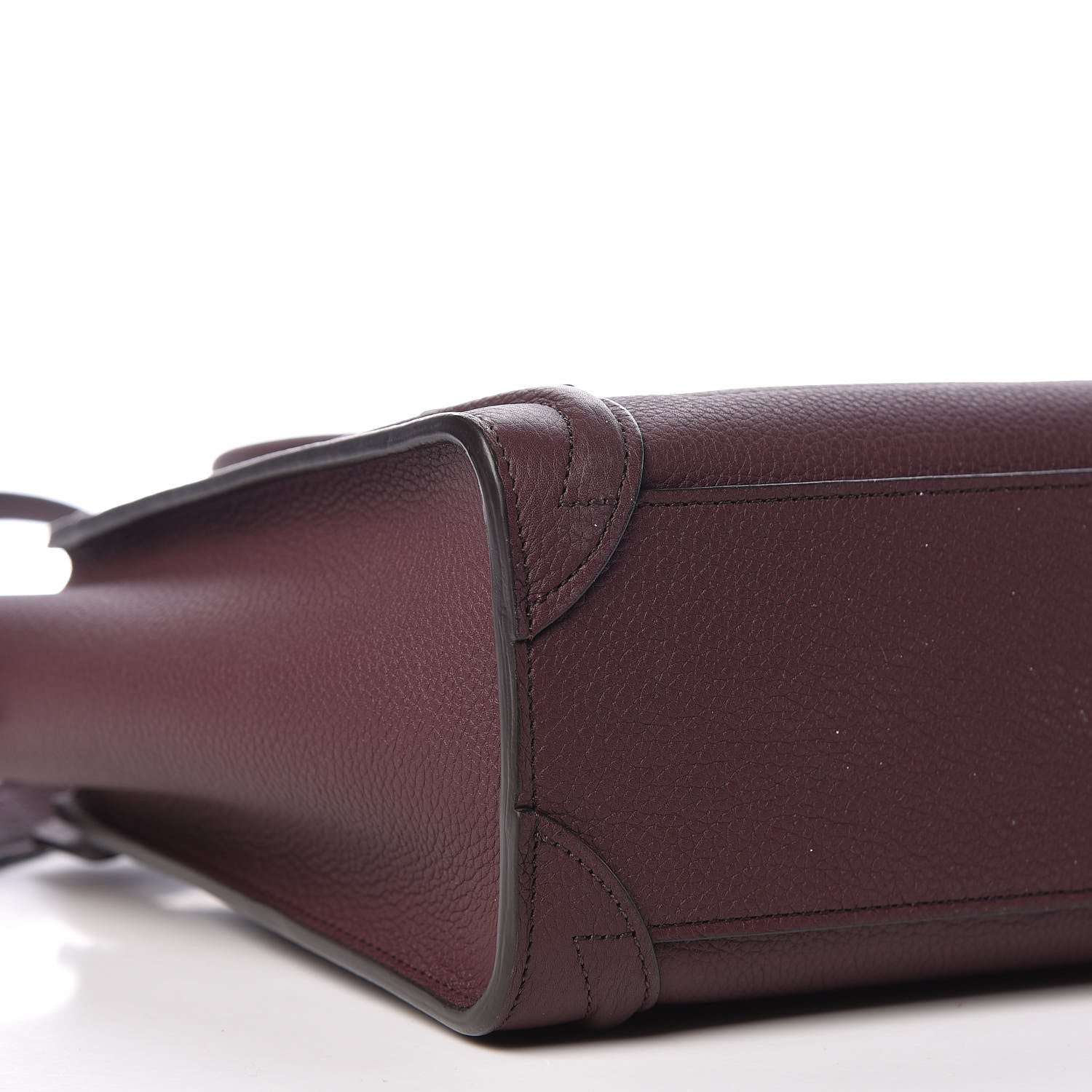 Celine Drummed Calfskin Nano Luggage Dark Wine 11 of 12