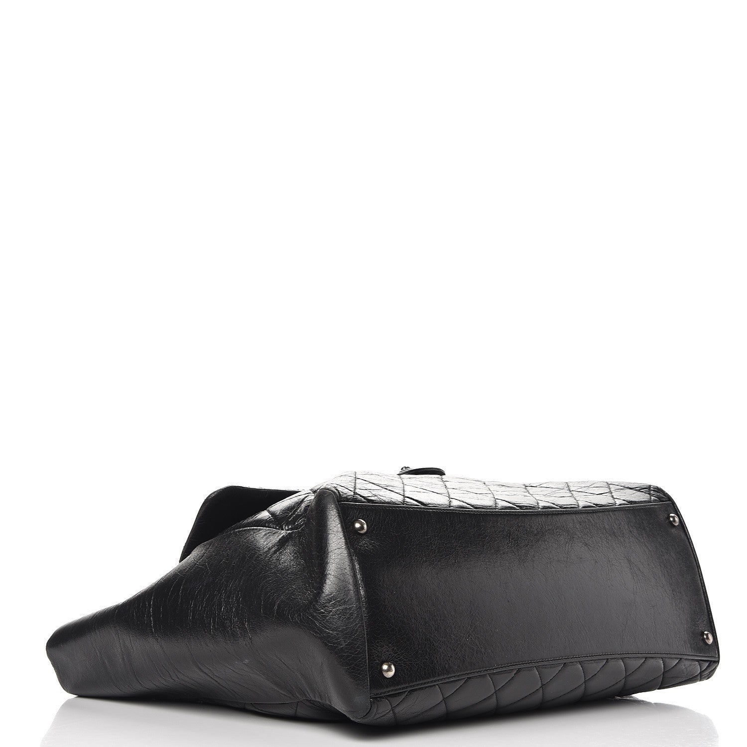 Chanel Glazed Calfskin Quilted Large Duo Color Tote Black 4 of 13