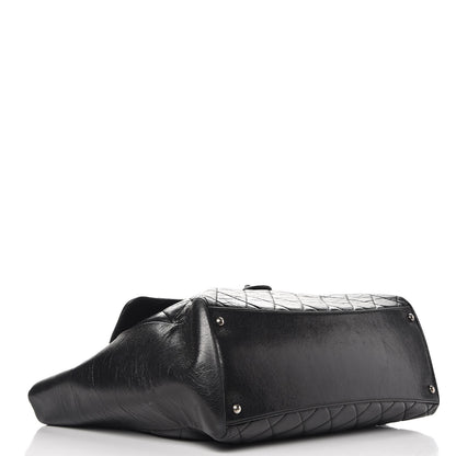 Chanel Glazed Calfskin Quilted Large Duo Color Tote Black 4 of 13