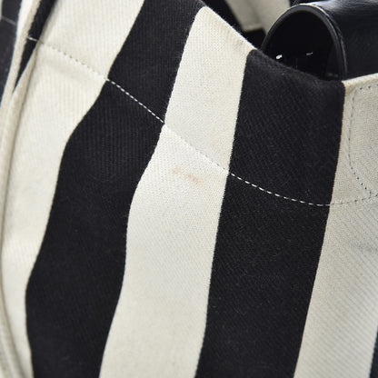 Celine Cotton Canvas Striped Medium Phantom Luggage White Black 12 of 12