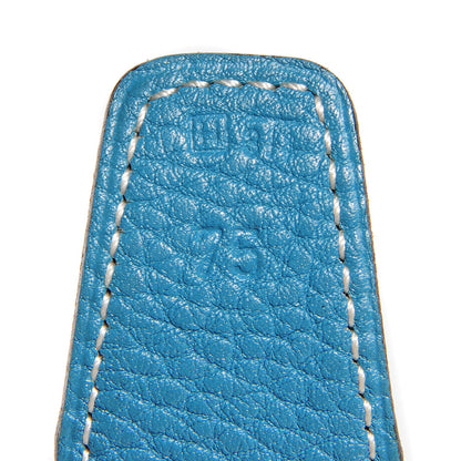 Hermes Togo Box 32mm Belt Strap 75 Blue Jean Noir 3 of 4