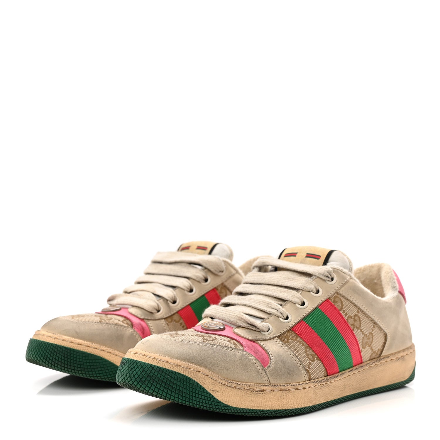 Gucci GG Monogram Nubuck Web Womens Screener Sneakers 38 New Sand Dusty Milk Pink 4 of 10