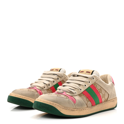 Gucci GG Monogram Nubuck Web Womens Screener Sneakers 38 New Sand Dusty Milk Pink 4 of 10