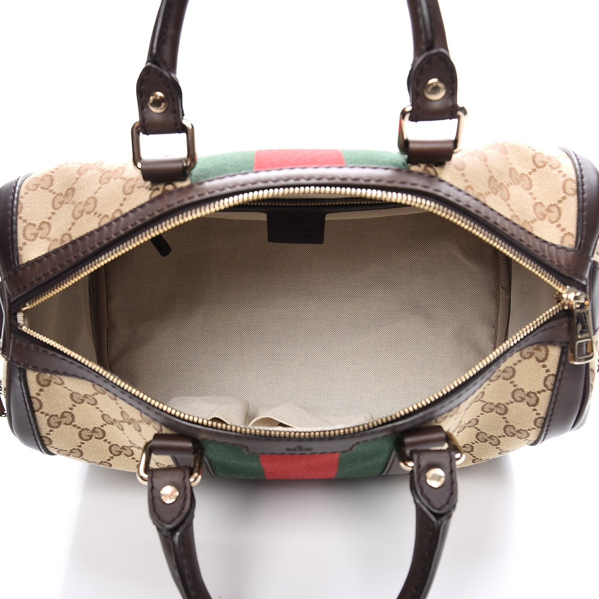 Gucci Monogram Vintage Web Medium Boston Dark Brown 6 of 14