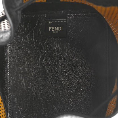 Fendi Vitello Liberty Glossy Lambskin F is Fendi Perforated Small Mon Tresor Bucket Bag Sand Mimosa Black 6 of 10