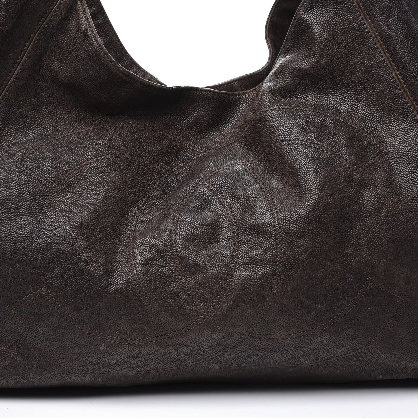 Distressed Caviar XL Coco Cabas Brown