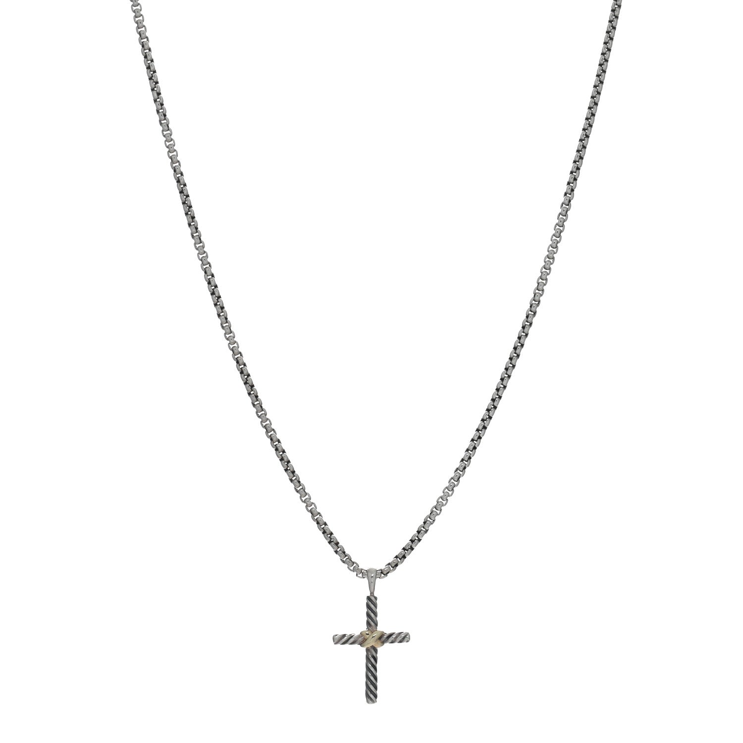 David Yurman Sterling Silver 14K Yellow Gold Petite X Cross Pendant Necklace 1 of 5