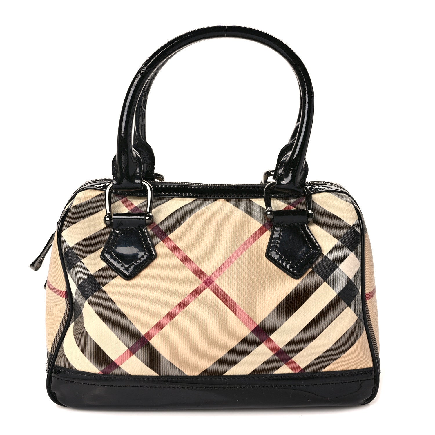 Burberry Supernova Check Patent Bowling Bag Black 1 of 14