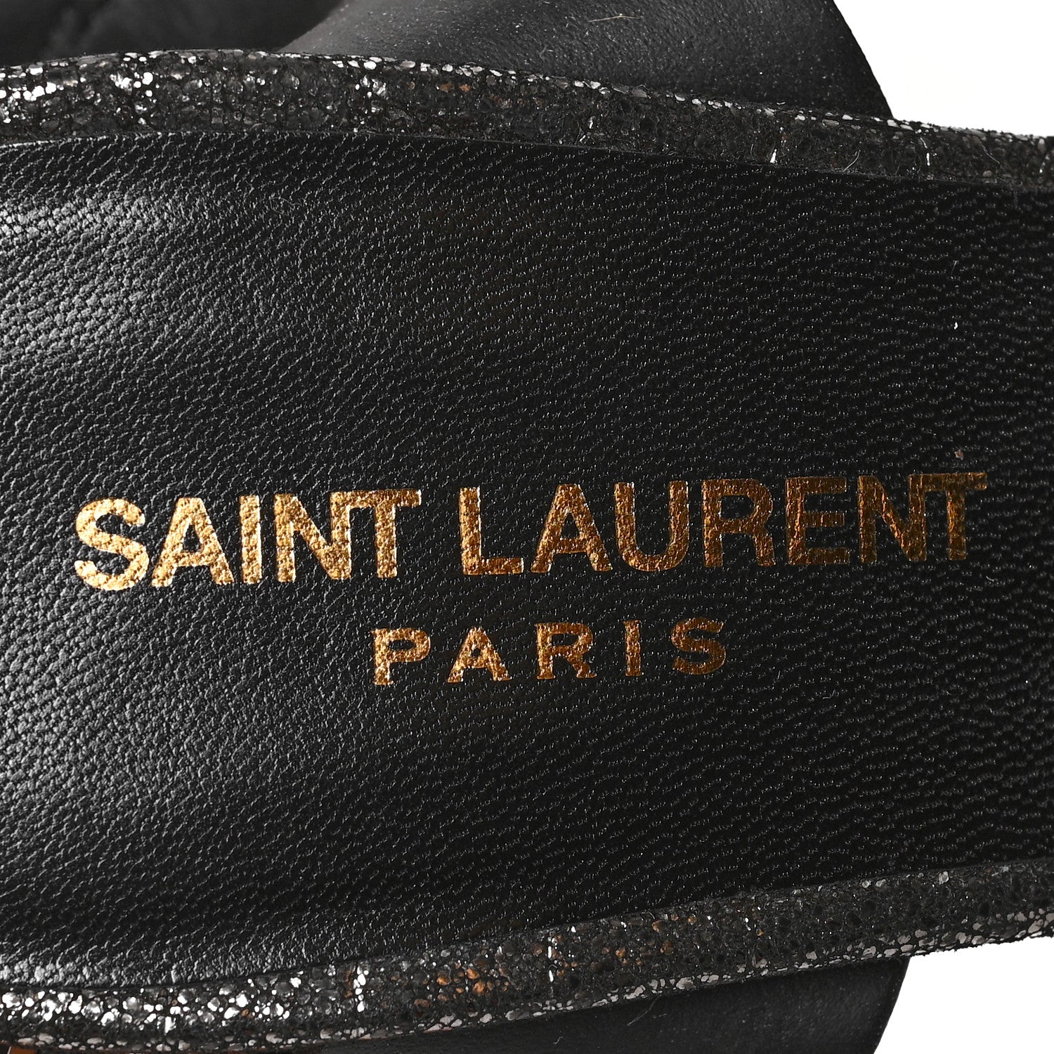 Saint Laurent Metallic Calfskin Crocodile Embossed Tribute 105 Platform Sandals 41 Anthracite 8 of 8