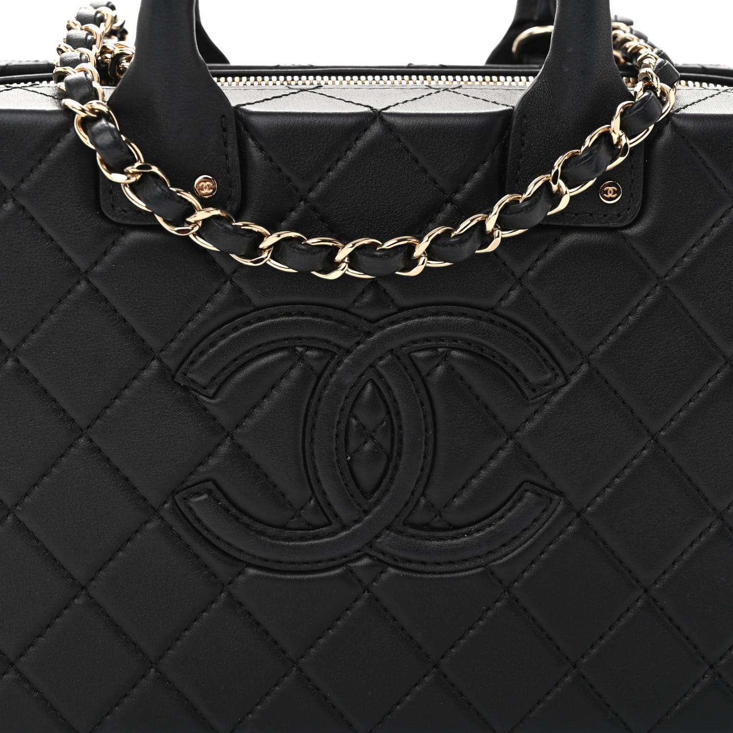 Chanel Calfskin Quilted Studded Square Vanity Case Black 9 of 11
