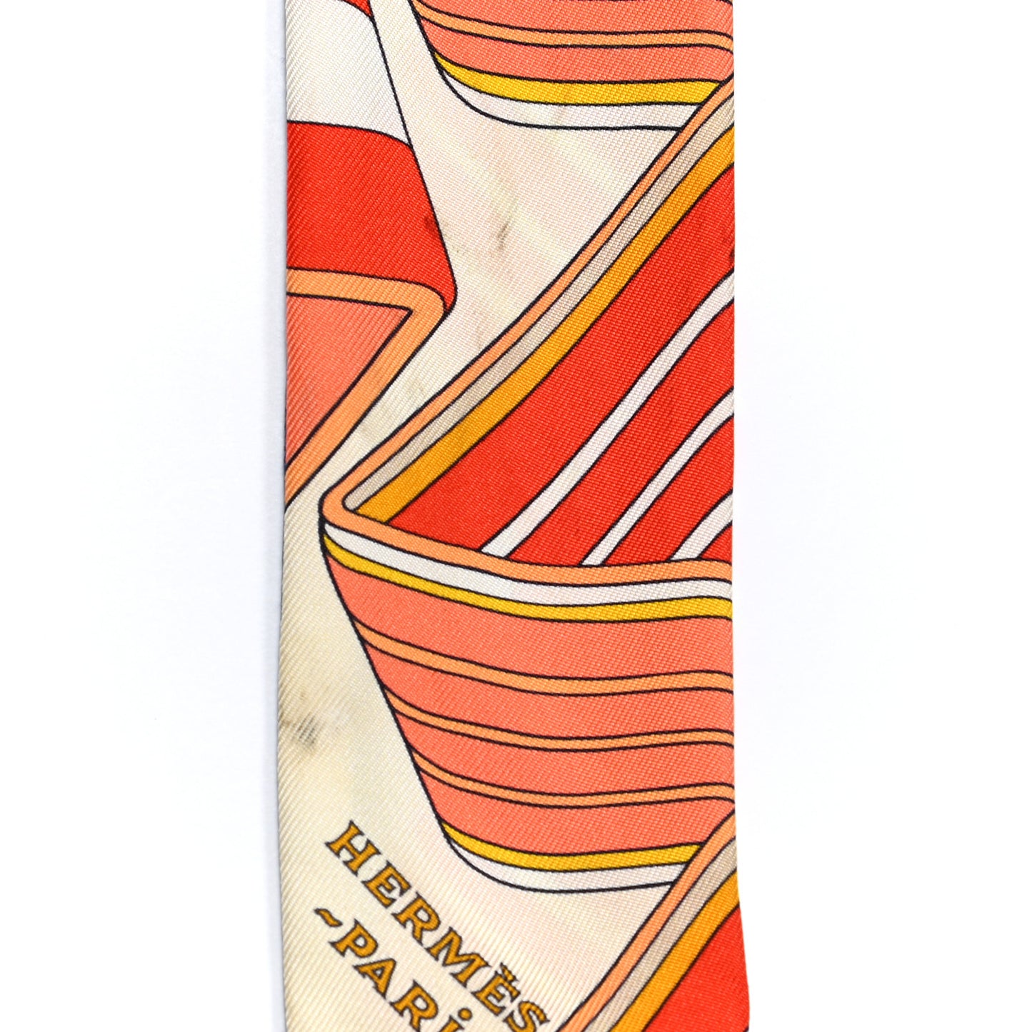 Silk Sangles En Zigzag Twilly Ivory Orange Bleu