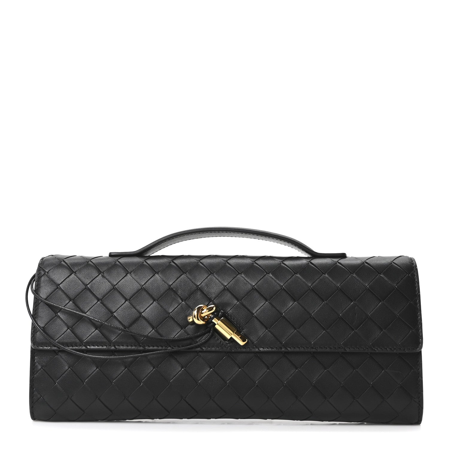 Bottega Veneta Nappa Intrecciato Long Andiamo Top Handle Clutch Black 1 of 9