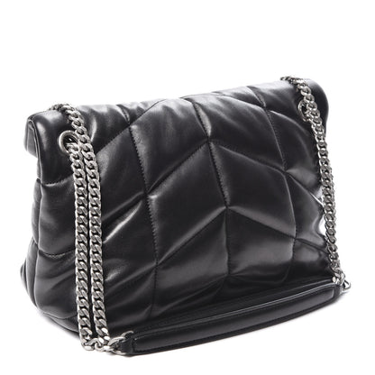 Saint Laurent Lambskin Quilted Small Loulou Puffer Monogram Chain Satchel Black 2 of 10