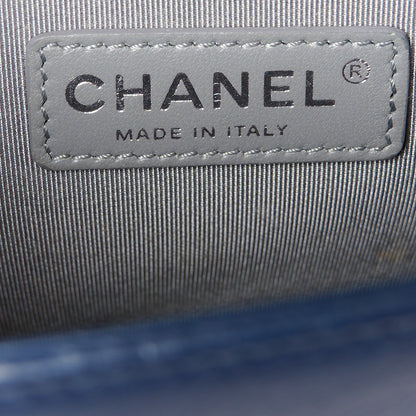 Chanel Calfskin Double Stitch New Medium Boy Flap Navy Blue 6 of 10