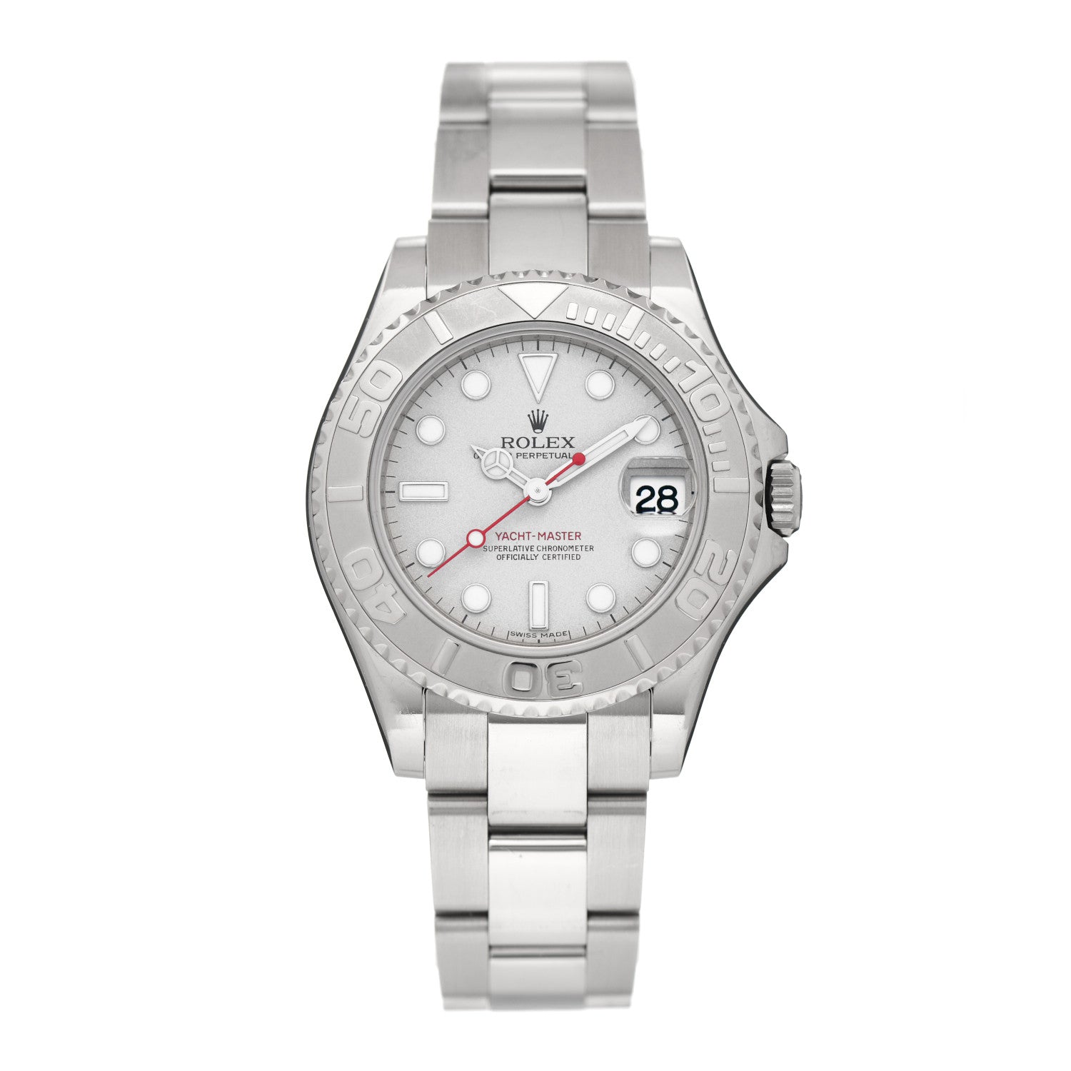 Rolex Stainless Steel Platinum 35mm Yacht-Master Watch Silver 168622 1 of 4