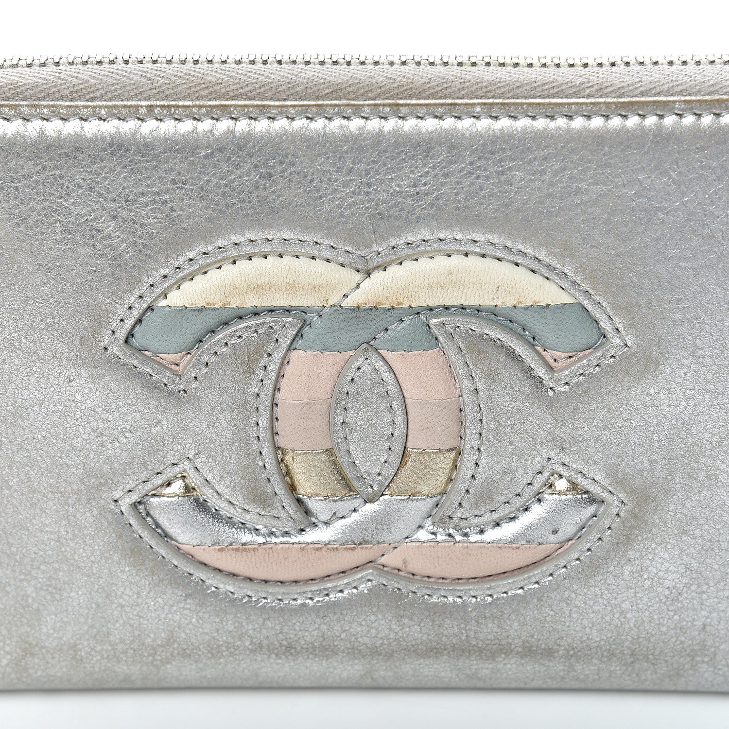 Chanel Metallic Calfskin Large Zip Around Wallet Silver 15 of 18