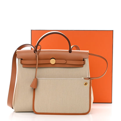 Hermes Vache Hunter Criss Viking Herbag Zip Retourne 31 PM Ecru Beige Naturel 13 of 13