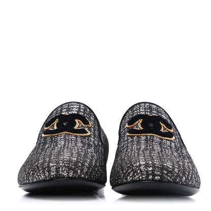 Chanel Fantasy Tweed CC Mocassin Loafers 35 Silver 2 of 13