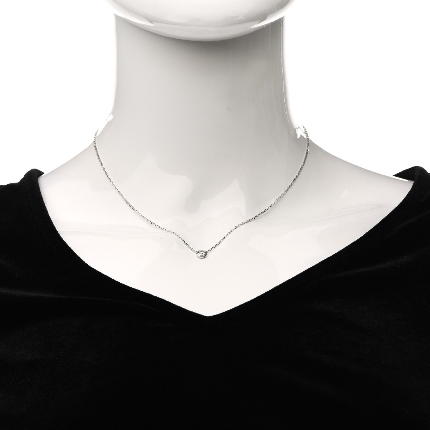 Cartier 18K White Gold Diamond LM D'Amour Pendant Necklace 2 of 5