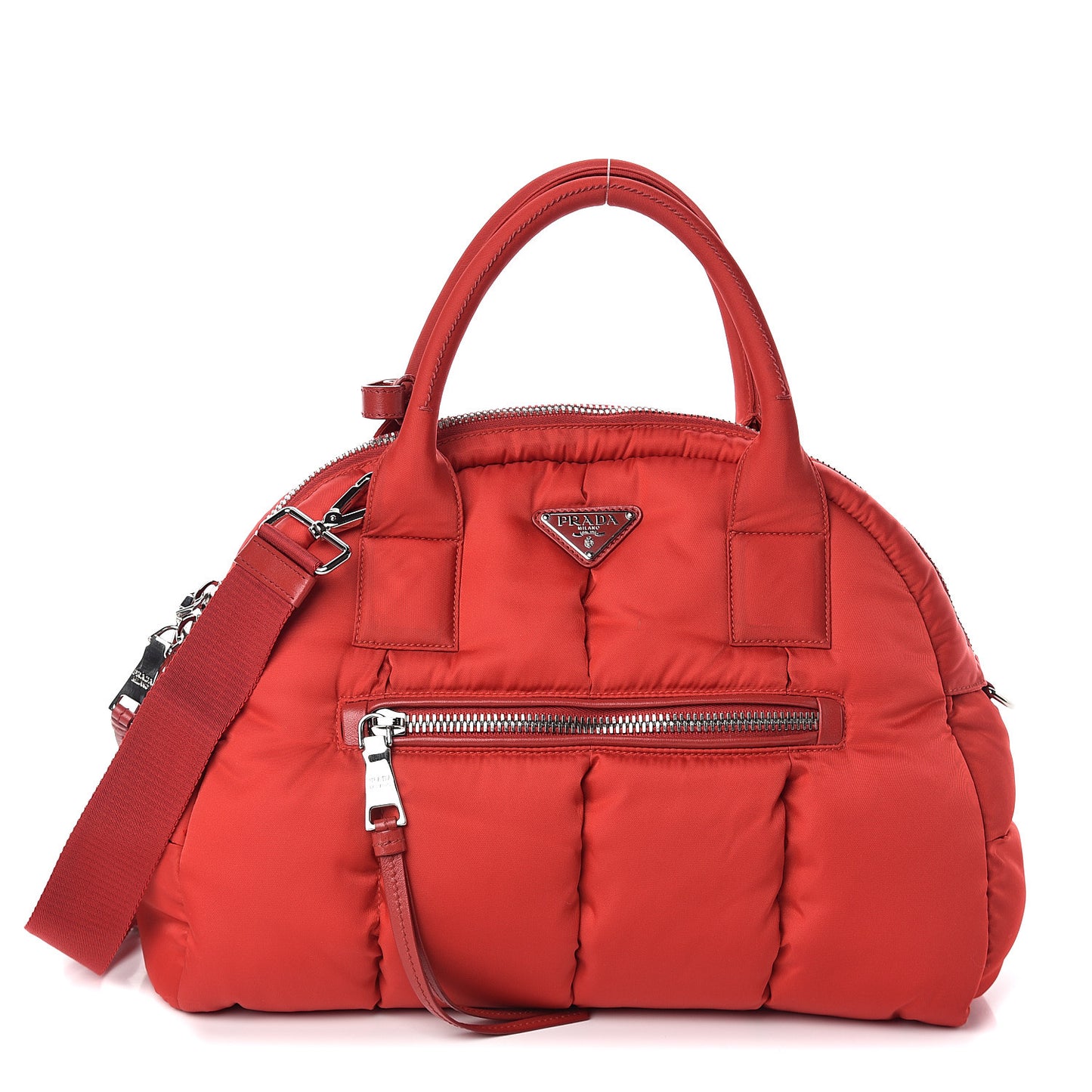 Tessuto Nylon Bomber Dome Satchel Red