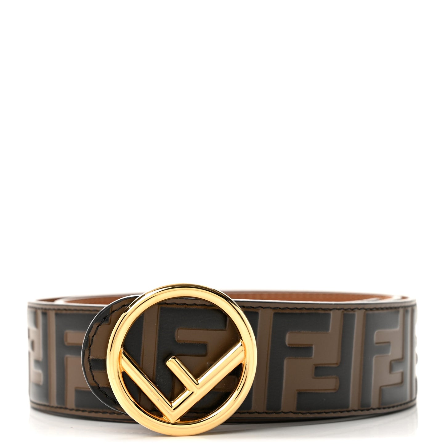 Vitello F is Fendi Bi-Color FF 1974 Embossed Belt 90 36 Maya Black