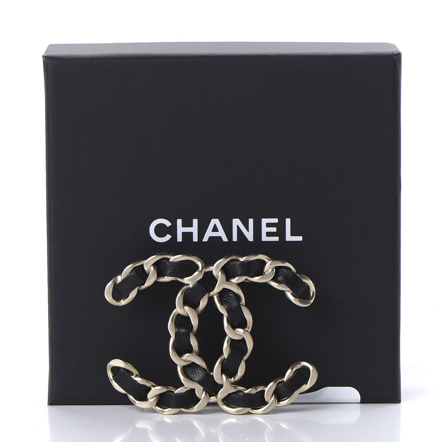 Chanel Lambskin Chain CC Brooch Black Gold 5 of 5