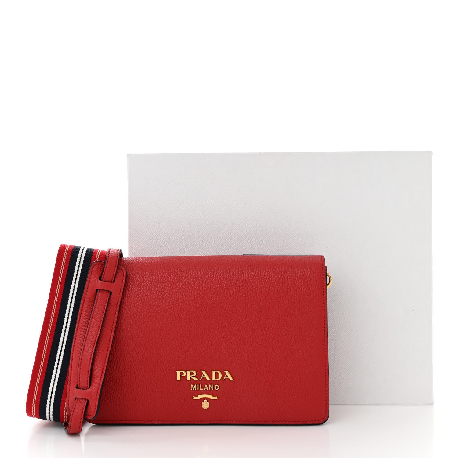 Prada Vitello Daino Flap Crossbody Rosso 12 of 12