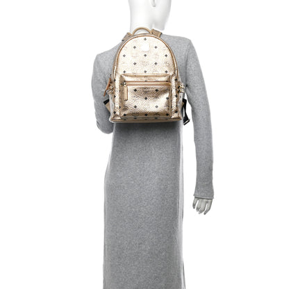 MCM Metallic Visetos Small Side Stud Stark Backpack Gold 2 of 13