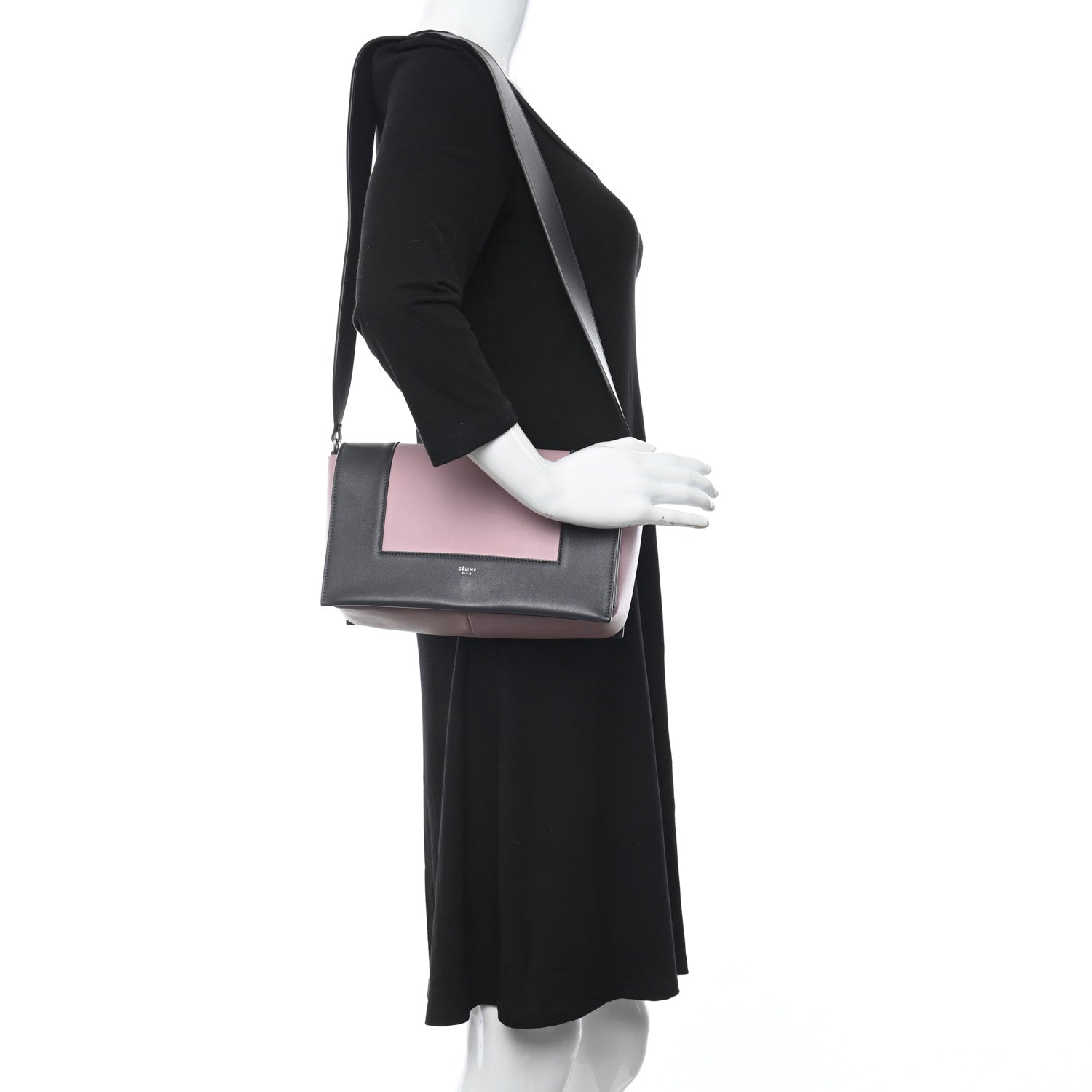 Celine Shiny Smooth Calfskin Medium Frame Shoulder Bag Liquorice Antique Rose 2 of 11