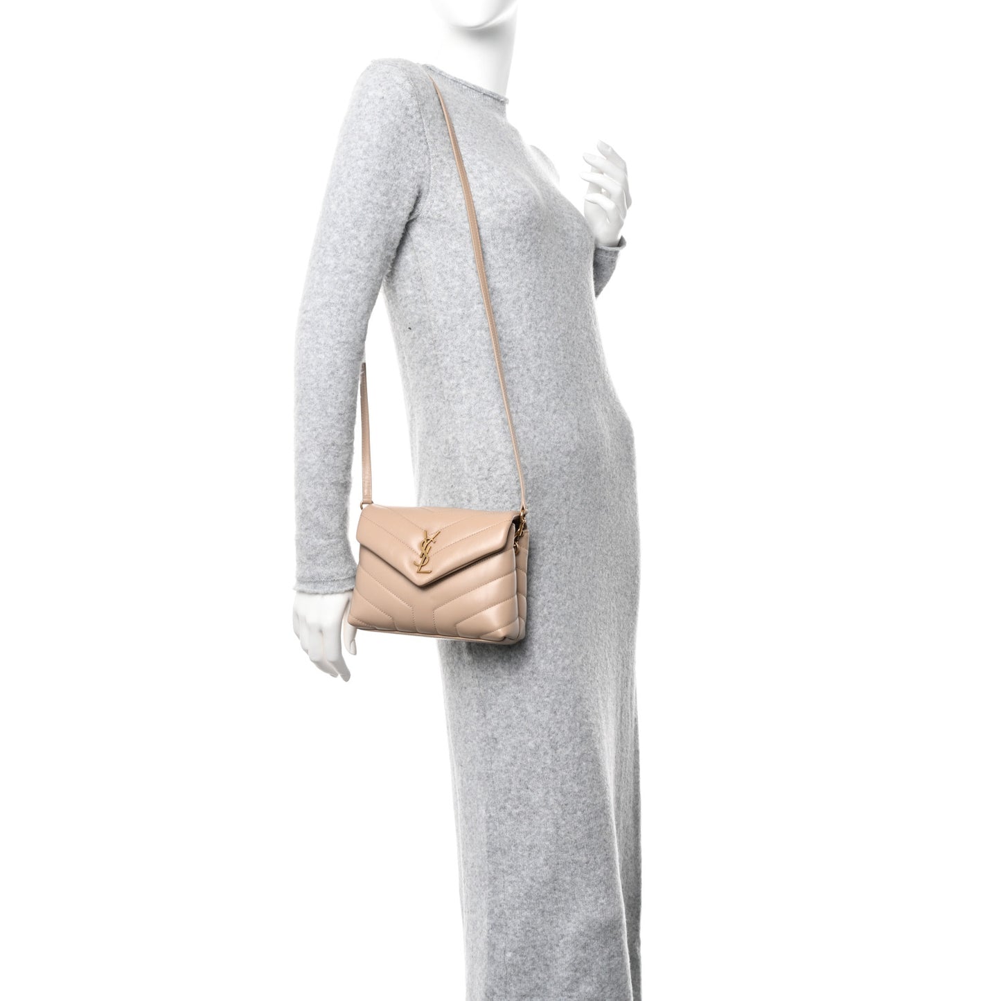 Calfskin Y Quilted Monogram Toy Loulou Crossbody Bag Dark Beige