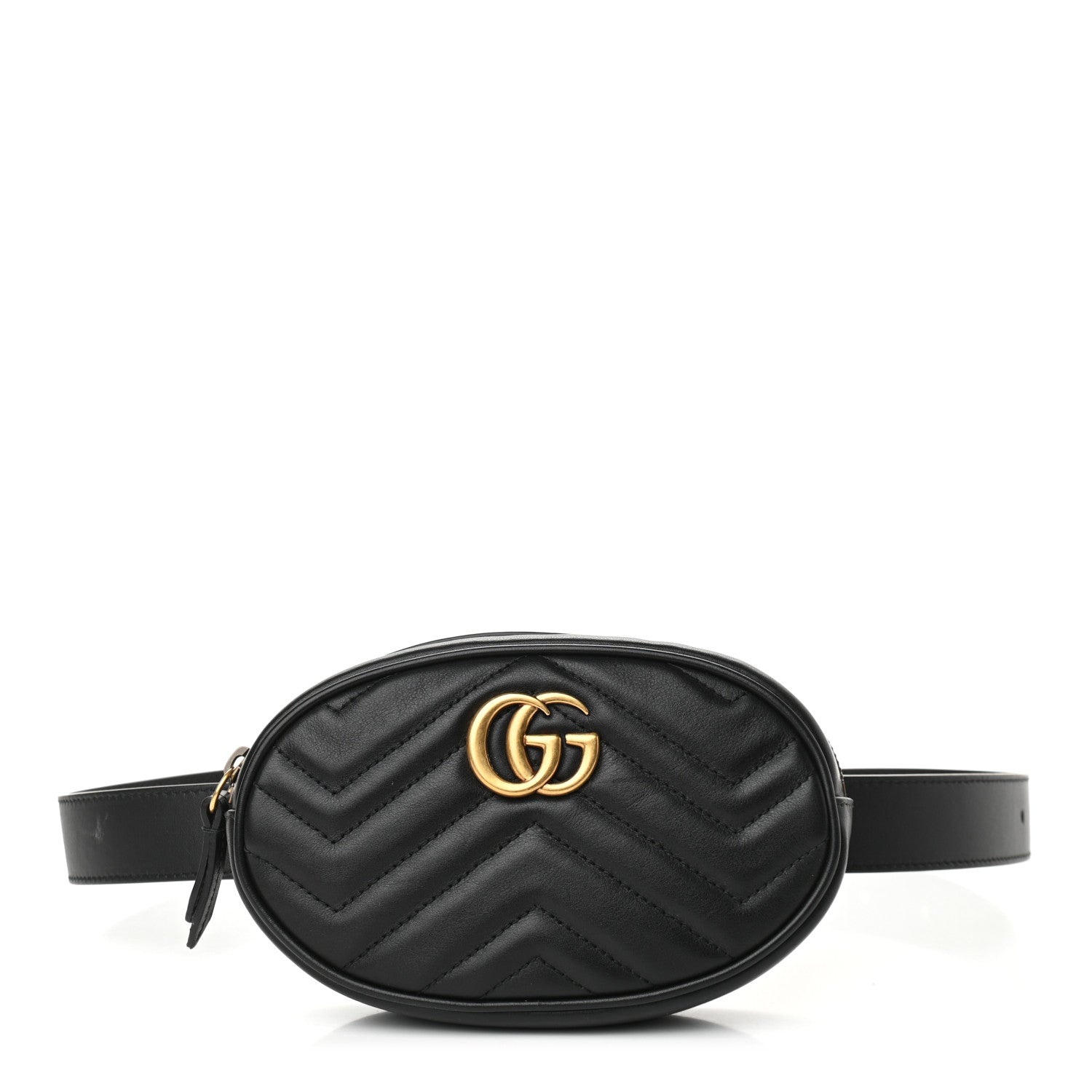Gucci Calfskin Matelasse GG Marmont Belt Bag 85 34 Black 1 of 9