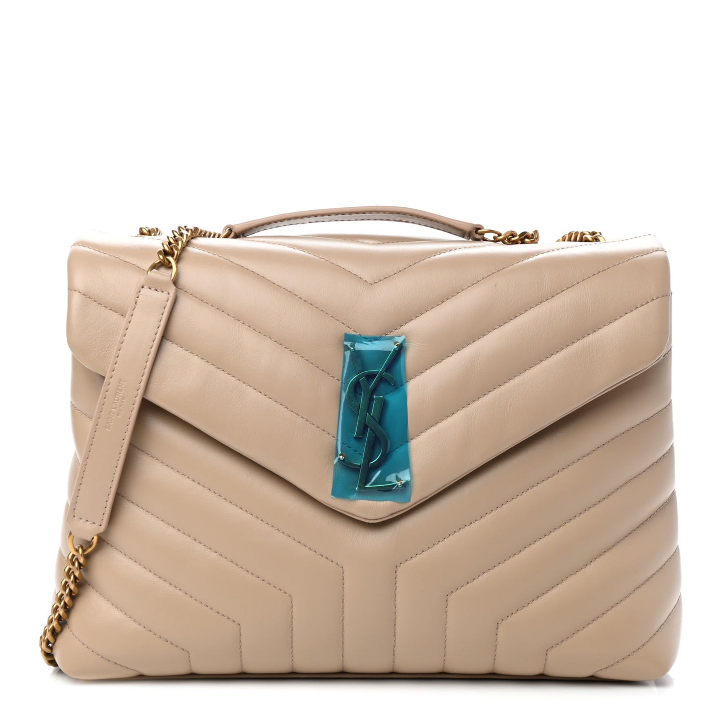 Calfskin Y Quilted Monogram Medium Loulou Chain Satchel Nude Powder