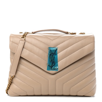 Saint Laurent Calfskin Y Quilted Monogram Medium Loulou Chain Satchel Nude Powder 1 of 10