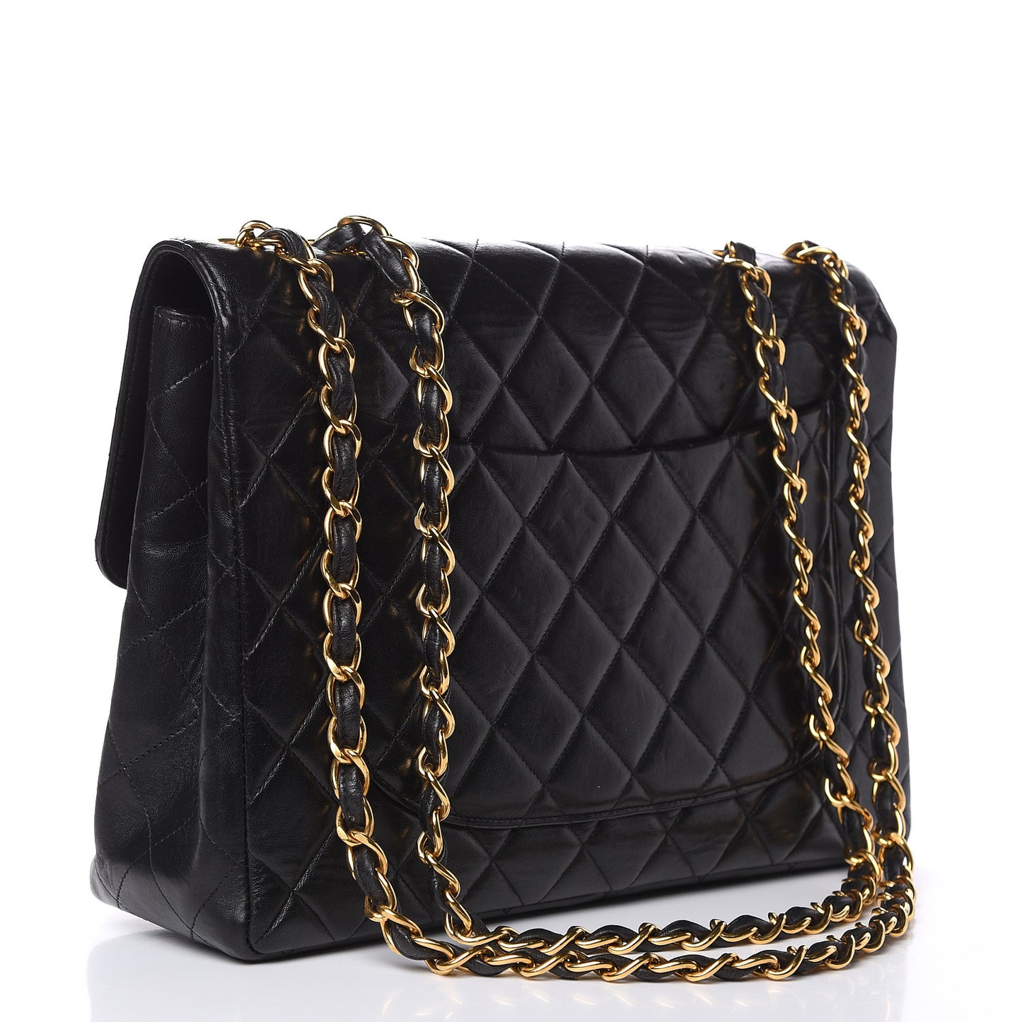 Lambskin Quilted Jumbo Single Flap Black