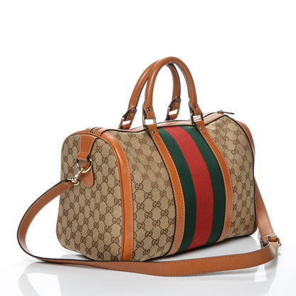 Gucci Monogram Vintage Web Medium Boston Tobacco 3 of 7