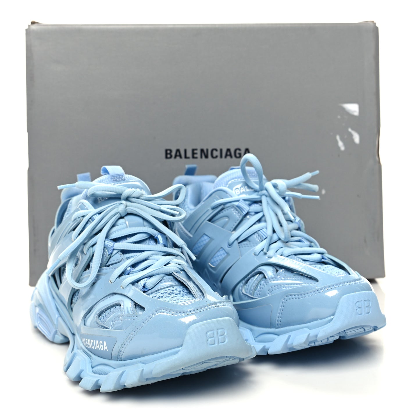 Patent Mesh Rubber Metallic Monochrome Womens Track Sneakers 37 Light Blue Metallic