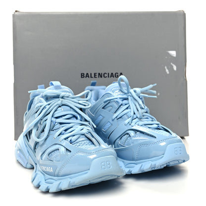 Balenciaga Patent Mesh Rubber Metallic Monochrome Womens Track Sneakers 37 Light Blue Metallic 10 of 10
