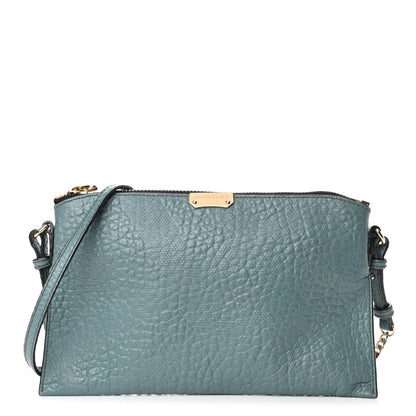 Burberry Signature Grain Calfskin Check Embossed Peyton Crossbody Clutch Bag Celadon Blue 1 of 5