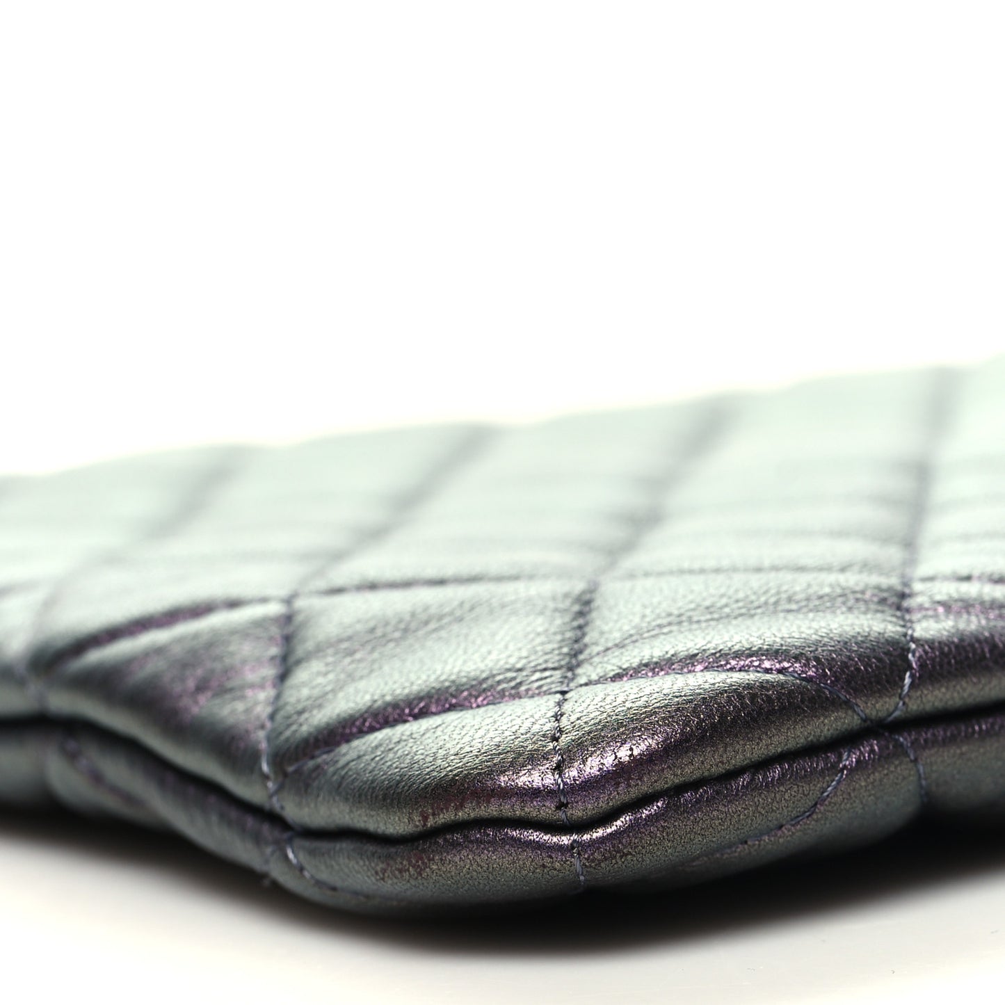 Iridescent Lambskin Quilted Large Cosmetic Case Purple Purple