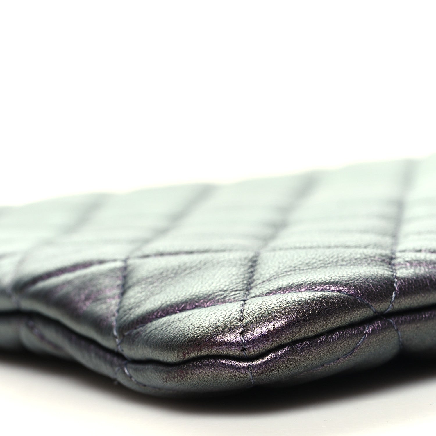Chanel Iridescent Lambskin Quilted Large Cosmetic Case Purple Purple 9 of 11