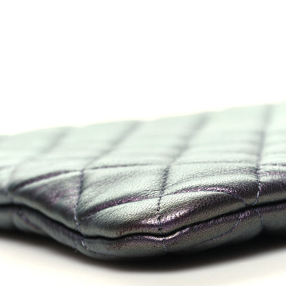Chanel Iridescent Lambskin Quilted Large Cosmetic Case Purple Purple 9 of 11
