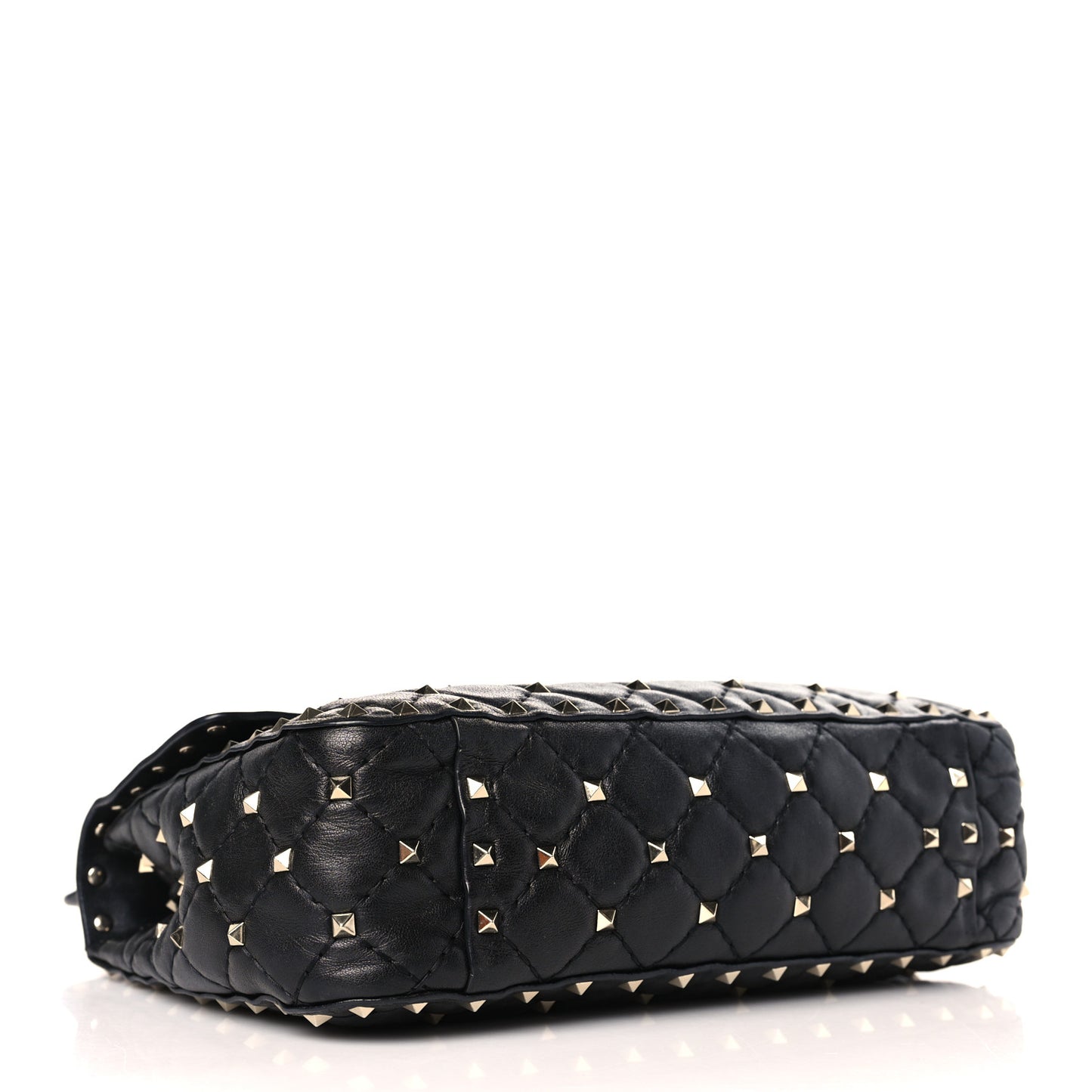 Lambskin Medium Rockstud Spike Shoulder Bag Black