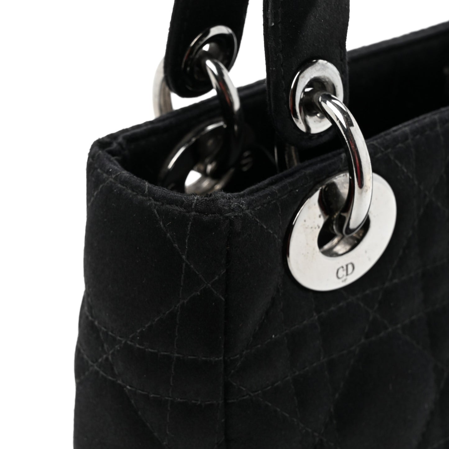 Satin Cannage Mini Lady Dior Black