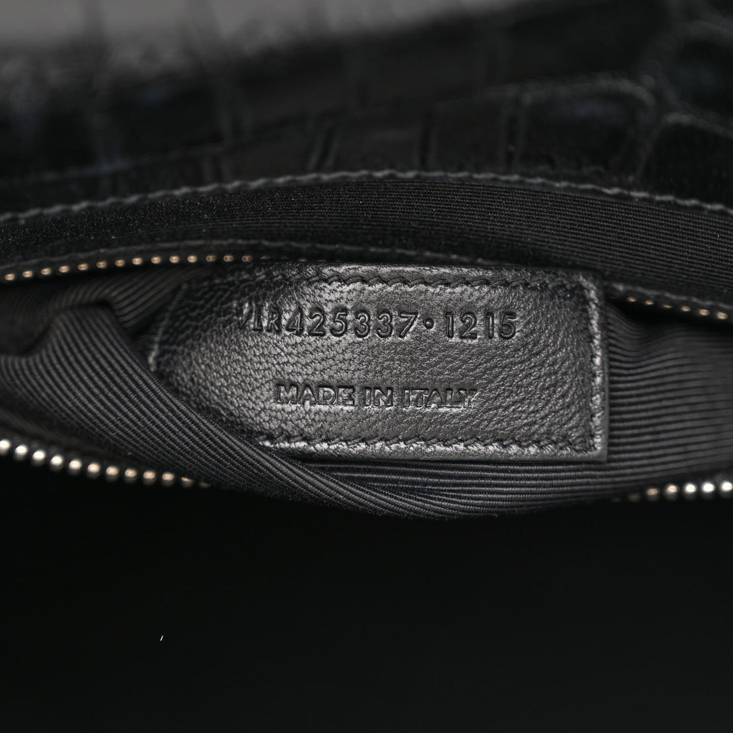 Calfskin Crocodile Embossed Large Monogram Envelope Chain Shoulder Bag Black